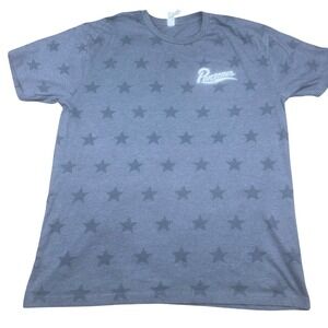 Panzone's Mens Pizza Flag Star Print T-Shirt Large Gray Blue Long Beach Island